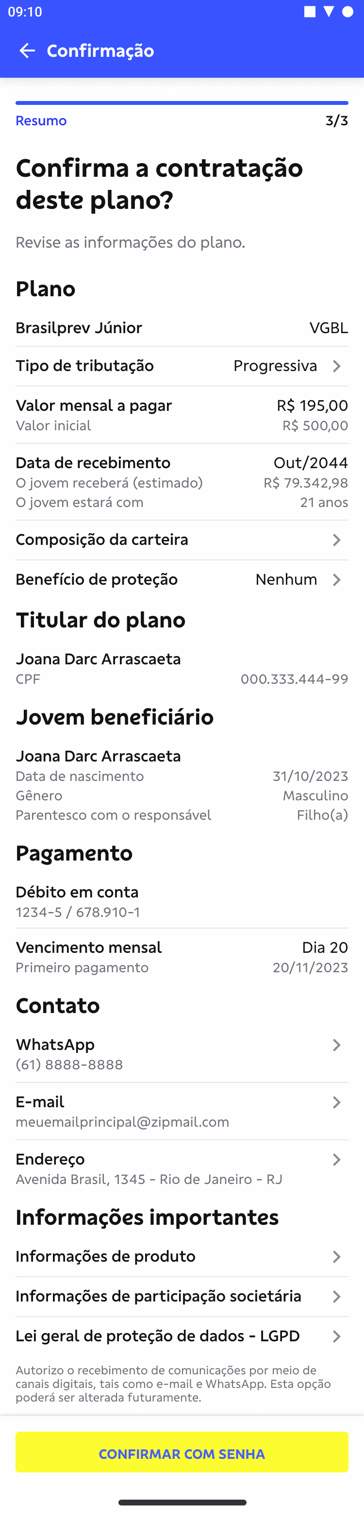 Mobile flow screen sample